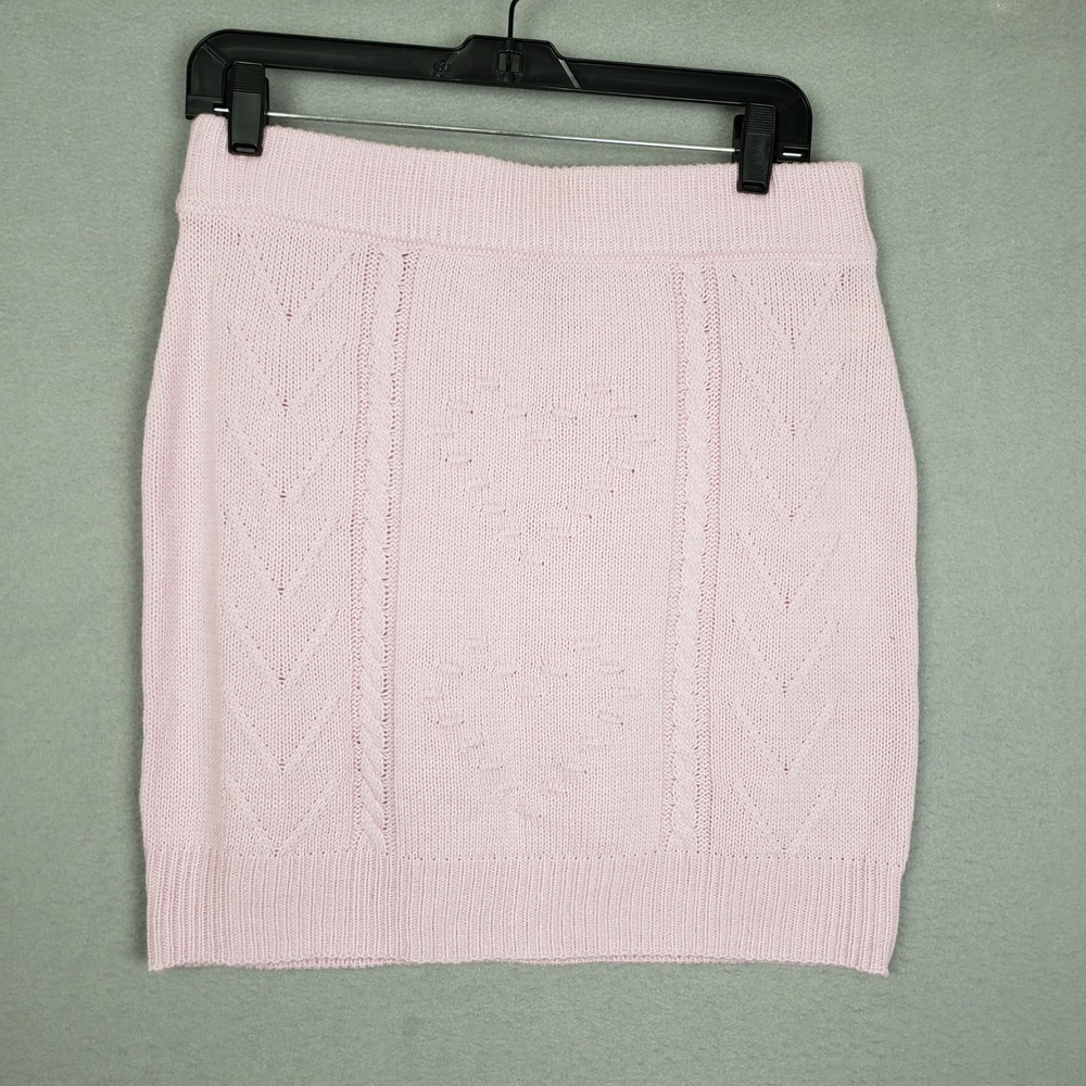 Crystal Doll Sz L Knit Sweater Mini Skirt Pastel Pink Bratz Prep Y2K Barbiecore